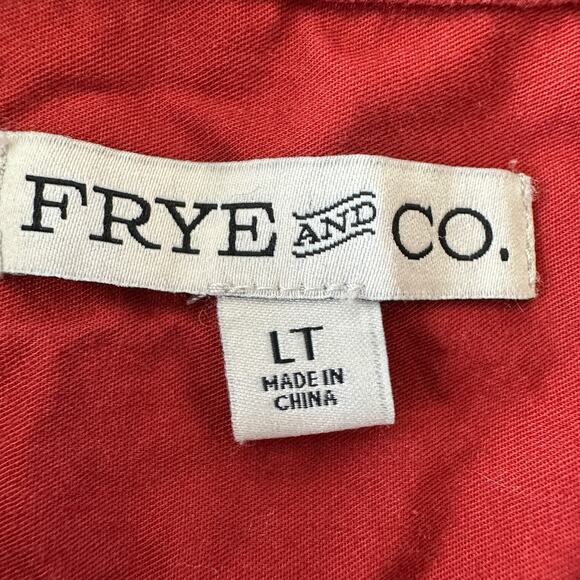 frye and co. mens polo shirt lt tall burgundy cotton blend short sleeve preowned - Picture 5 of 9